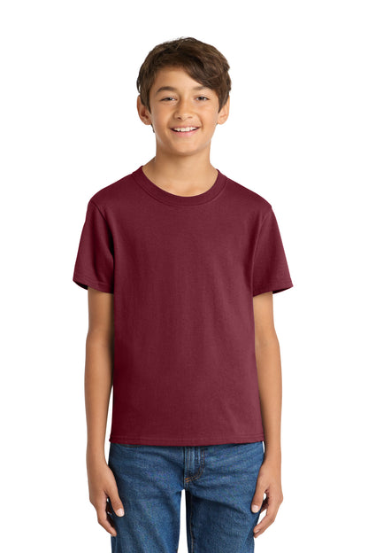 Port & Co Youth Core Cotton Tee. PC54Y in Cardinal