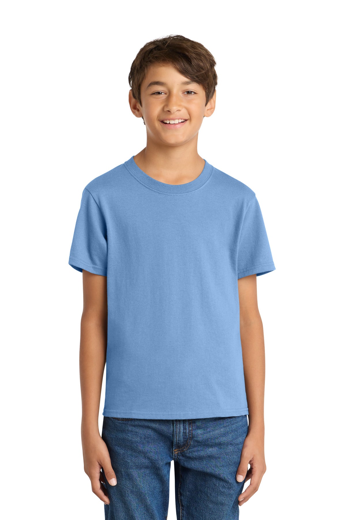Port & Co Youth Core Cotton Tee. PC54Y in Carolina Blue