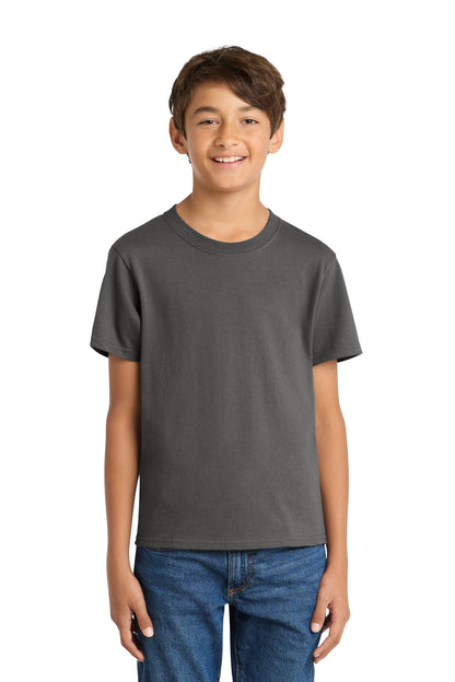 Port & Co Youth Core Cotton Tee. PC54Y in Charcoal