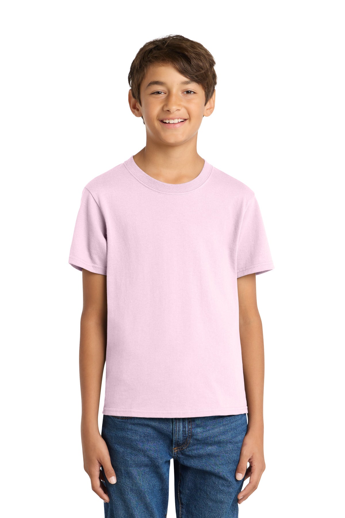 Port & Co Youth Core Cotton Tee. PC54Y in Cherry Blossom
