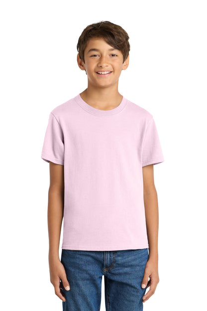 Port & Co Youth Core Cotton Tee. PC54Y in Cherry Blossom