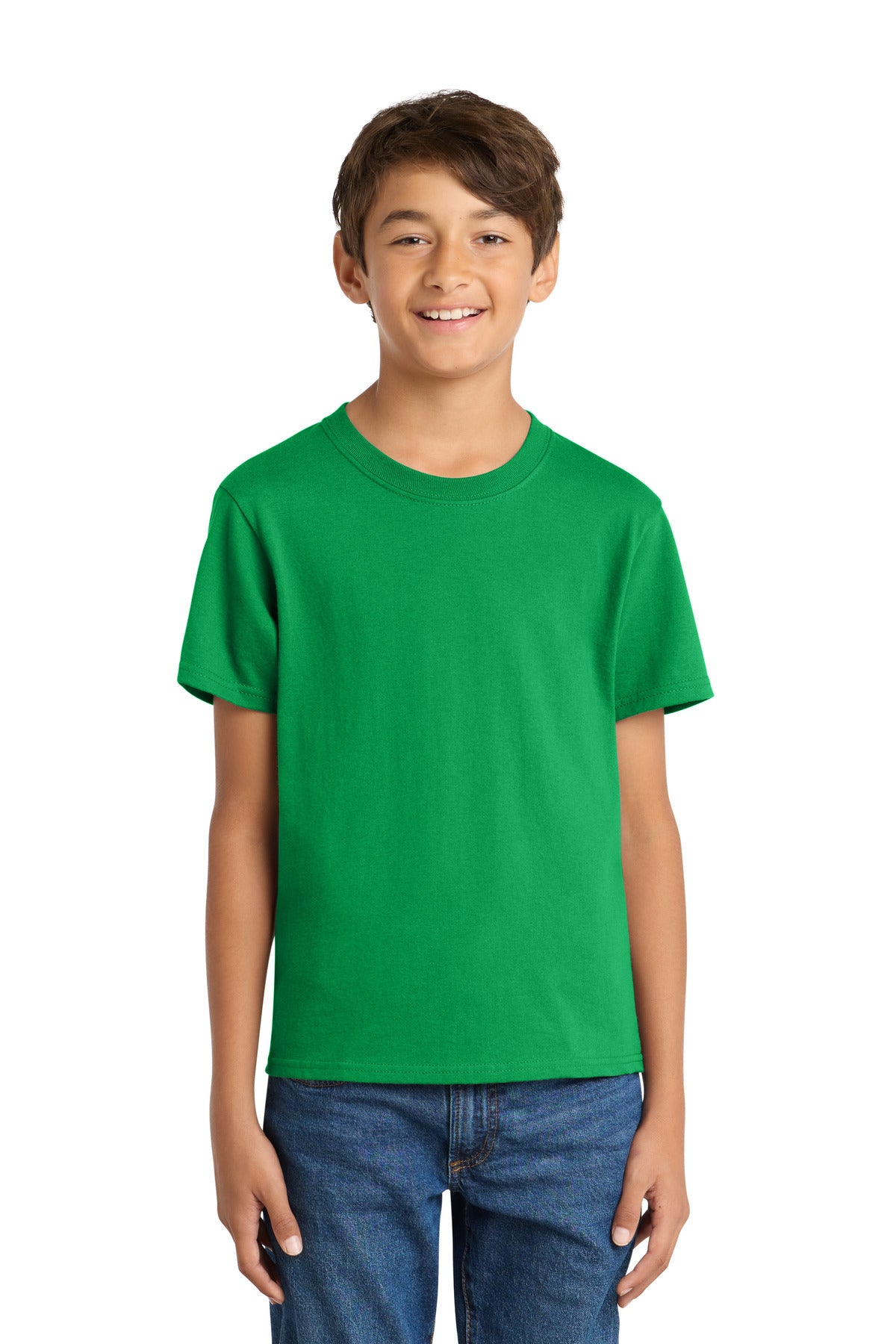 Port & Co Youth Core Cotton Tee. PC54Y in Clover Green