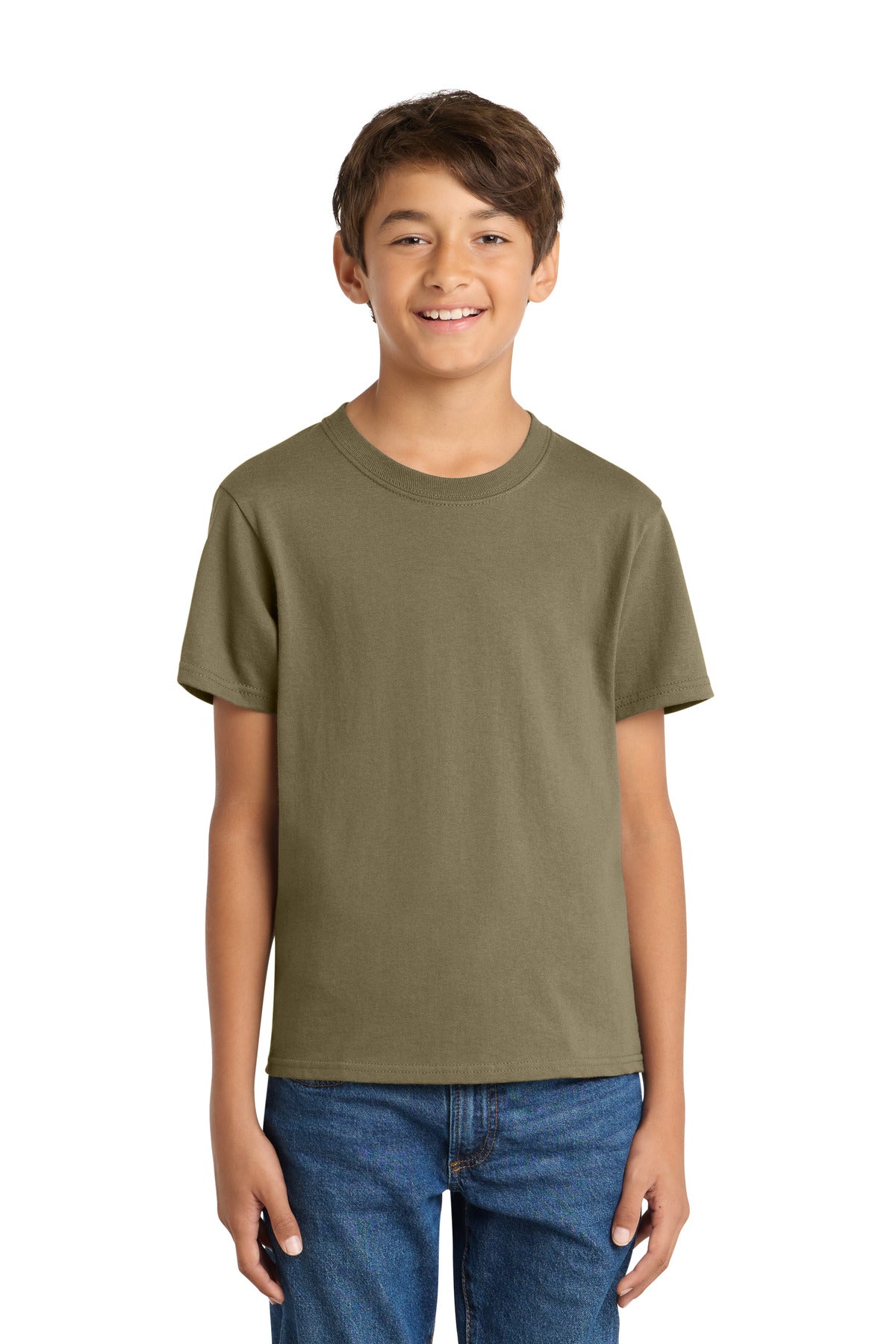 Port & Co Youth Core Cotton Tee. PC54Y in Coyote Brown