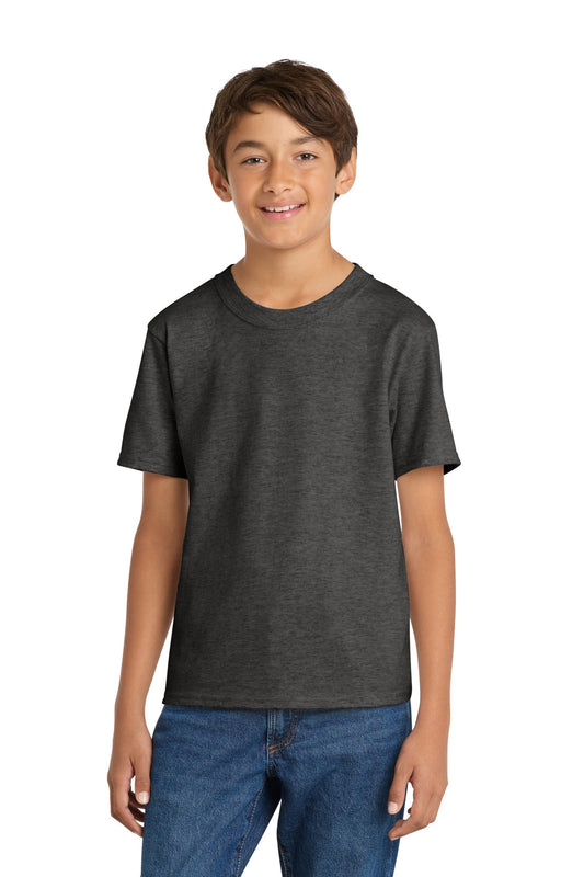 Port & Co Youth Core Cotton Tee. PC54Y in Dark Heather Grey