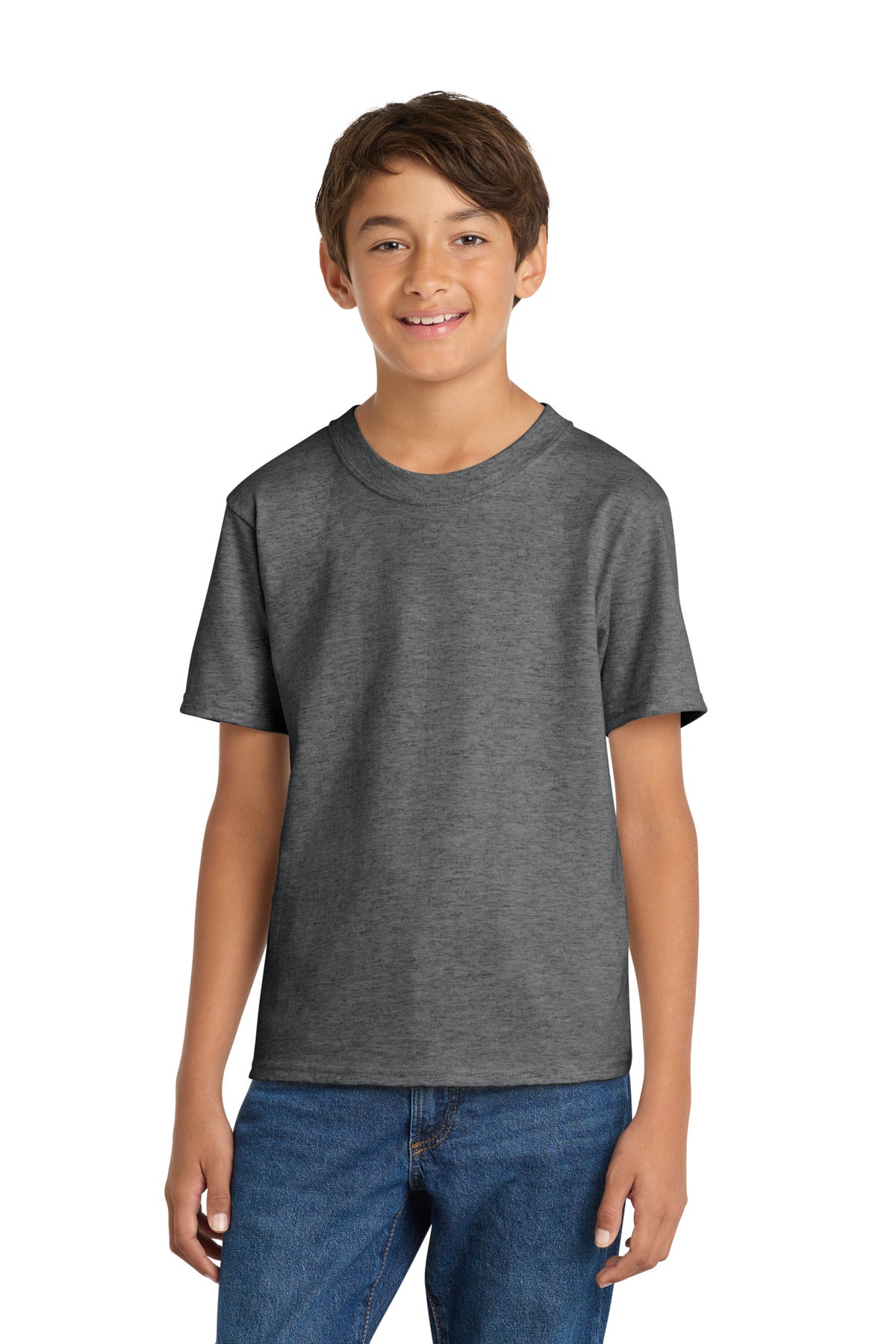 Port & Co Youth Core Cotton Tee. PC54Y in Graphite Heather