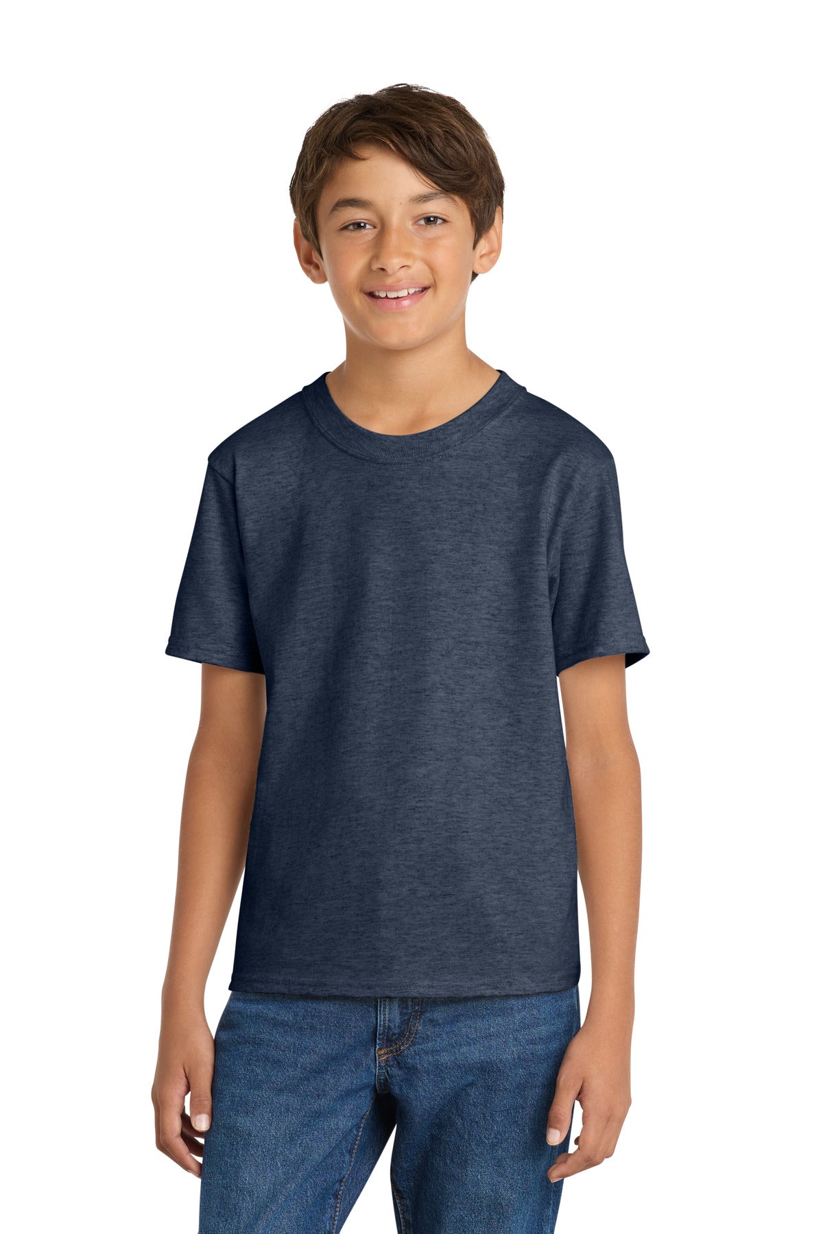 Port & Co Youth Core Cotton Tee. PC54Y in Heather Navy