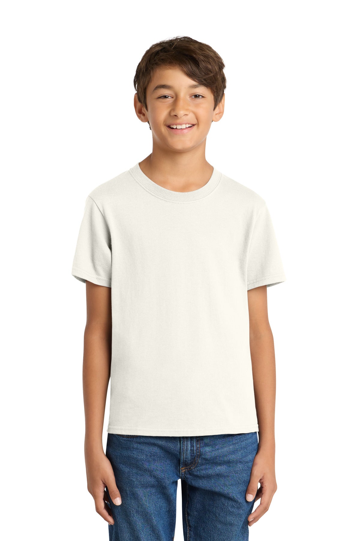 Port & Co Youth Core Cotton Tee. PC54Y in Ivory