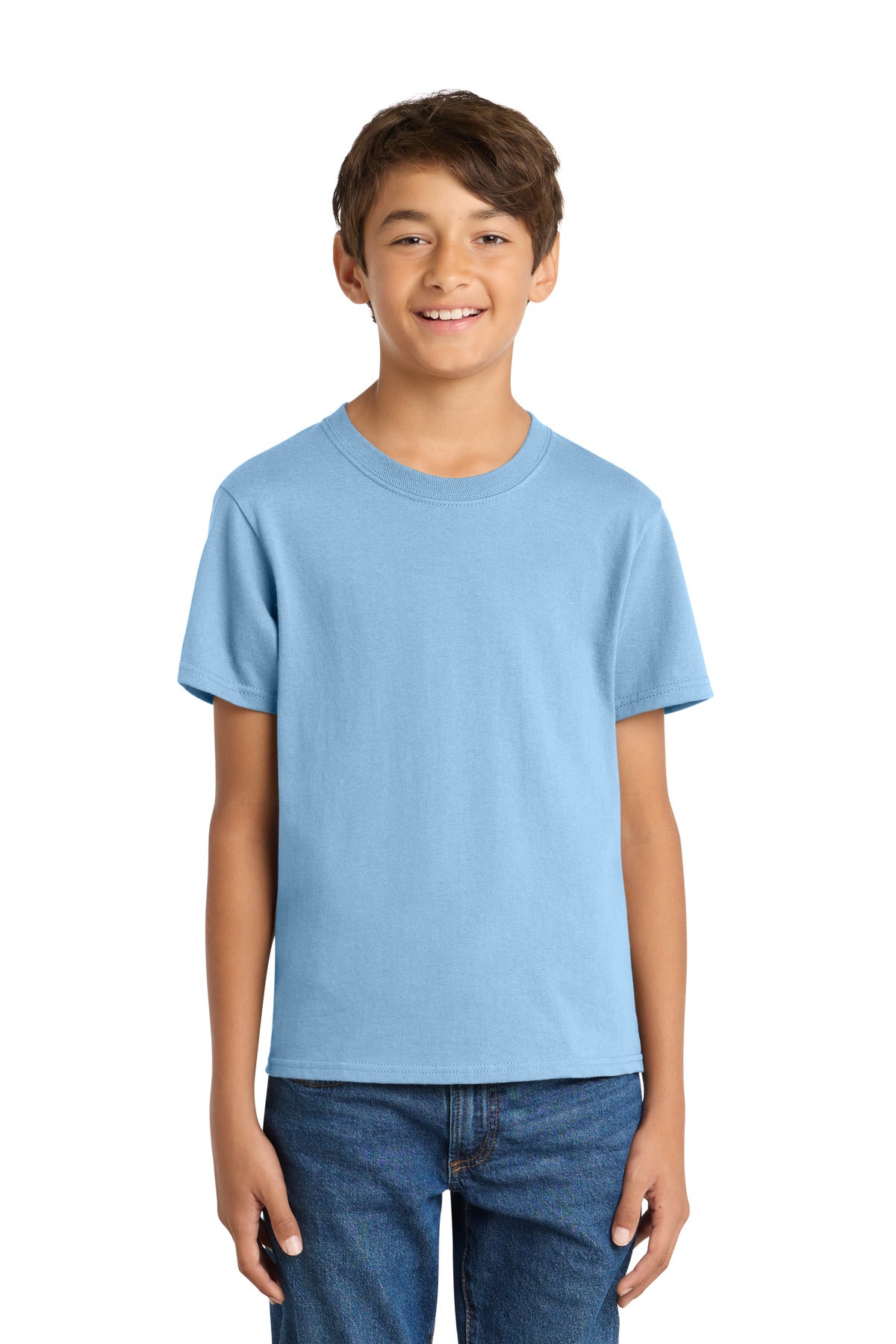 Port & Co Youth Core Cotton Tee. PC54Y in Light Blue
