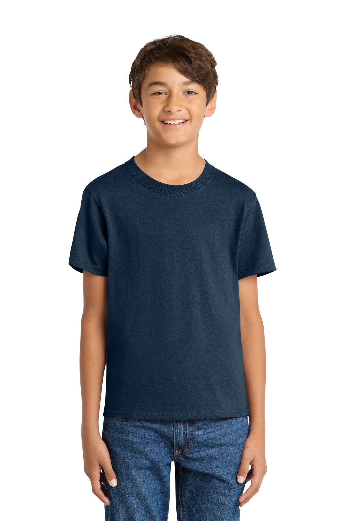 Port & Co Youth Core Cotton Tee. PC54Y in Navy