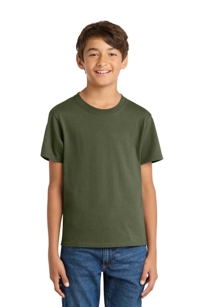 Port & Co Youth Core Cotton Tee. PC54Y in Olive Drab Green