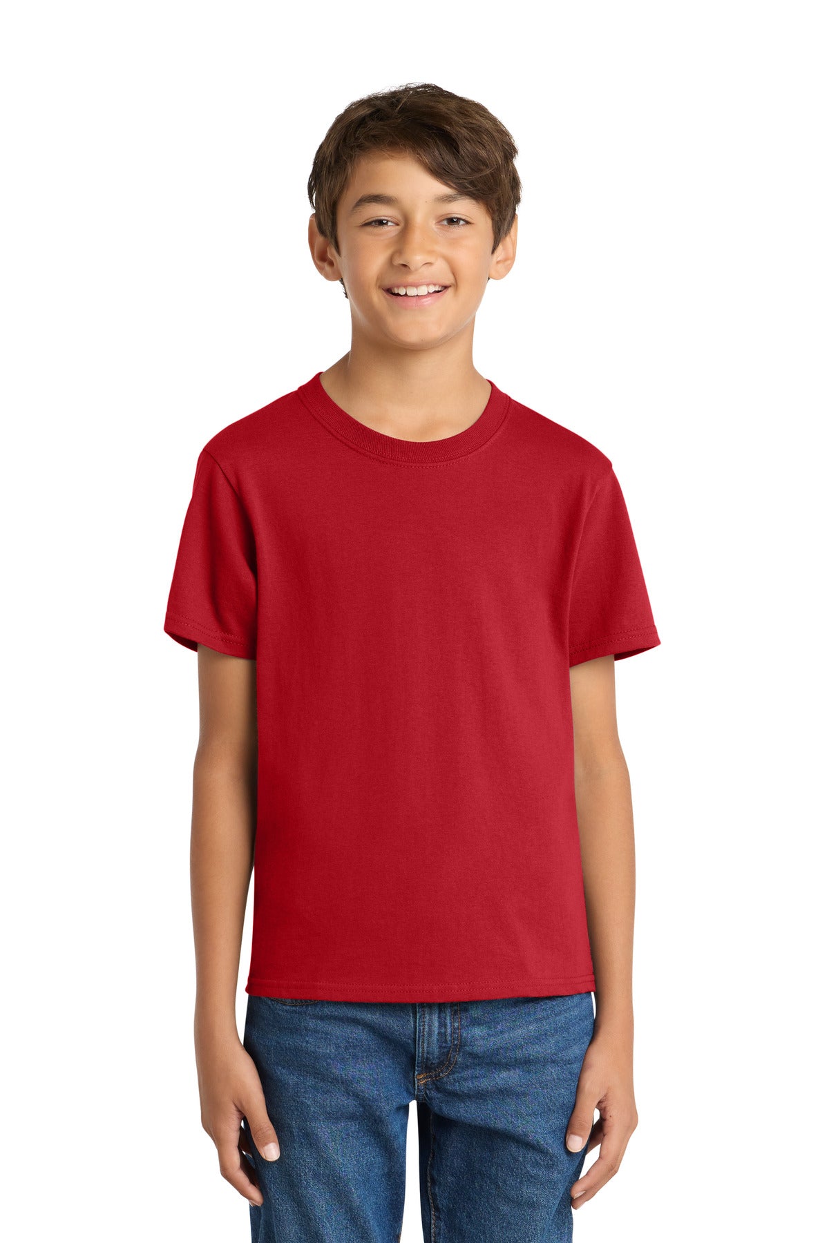 Port & Co Youth Core Cotton Tee. PC54Y in Red