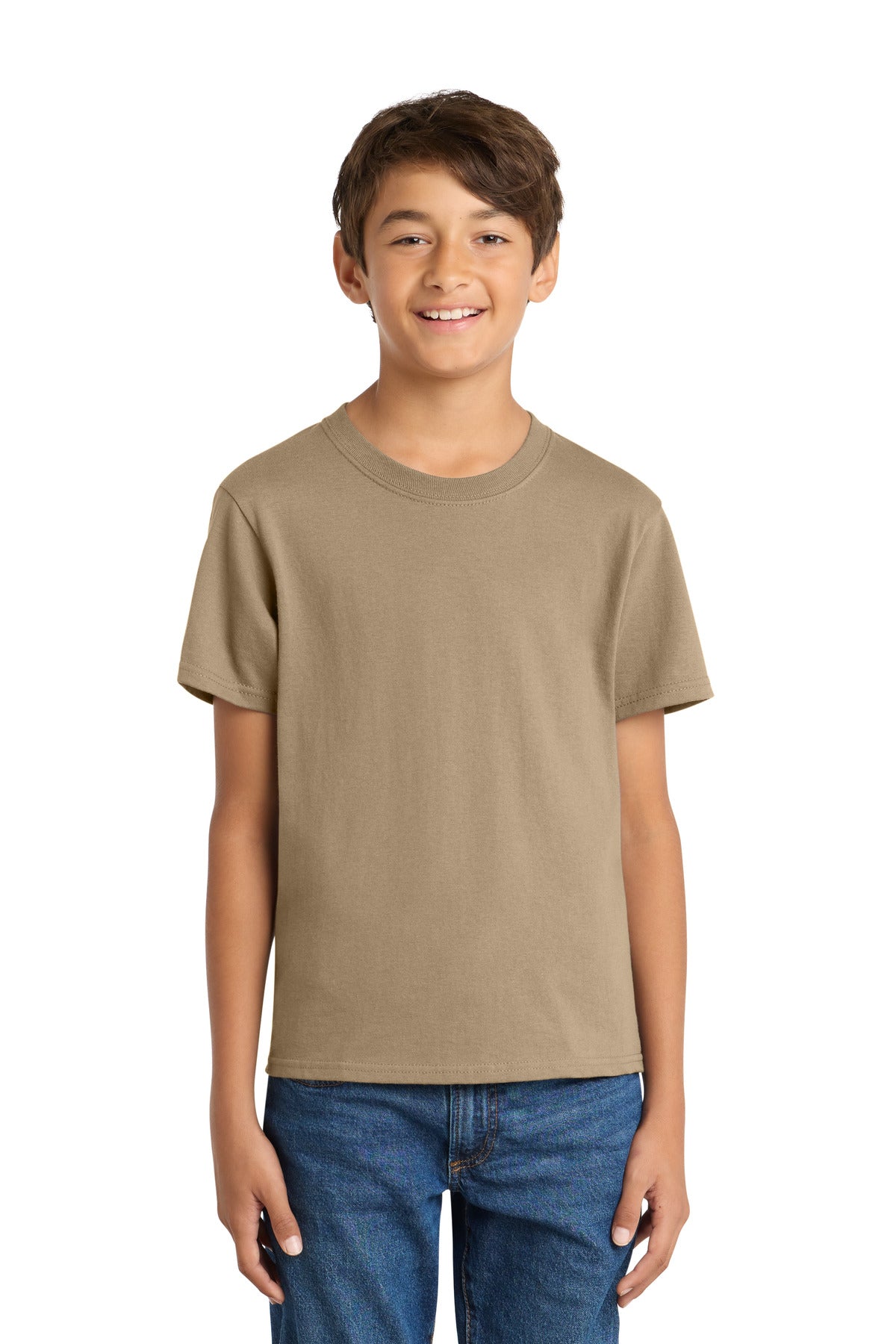 Port & Co Youth Core Cotton Tee. PC54Y in Sand