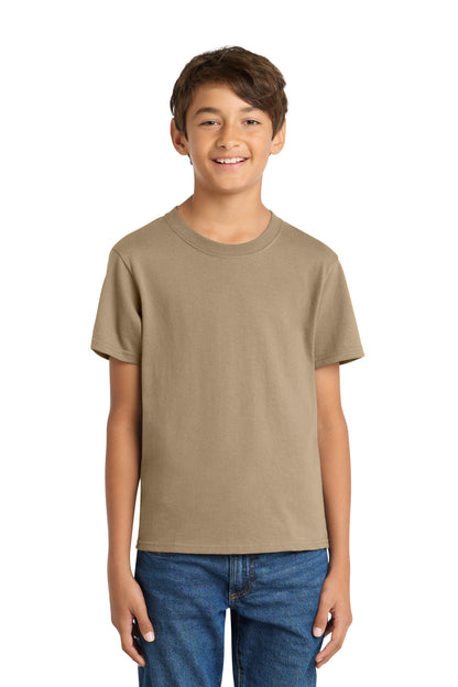 Port & Co Youth Core Cotton Tee. PC54Y in Sand