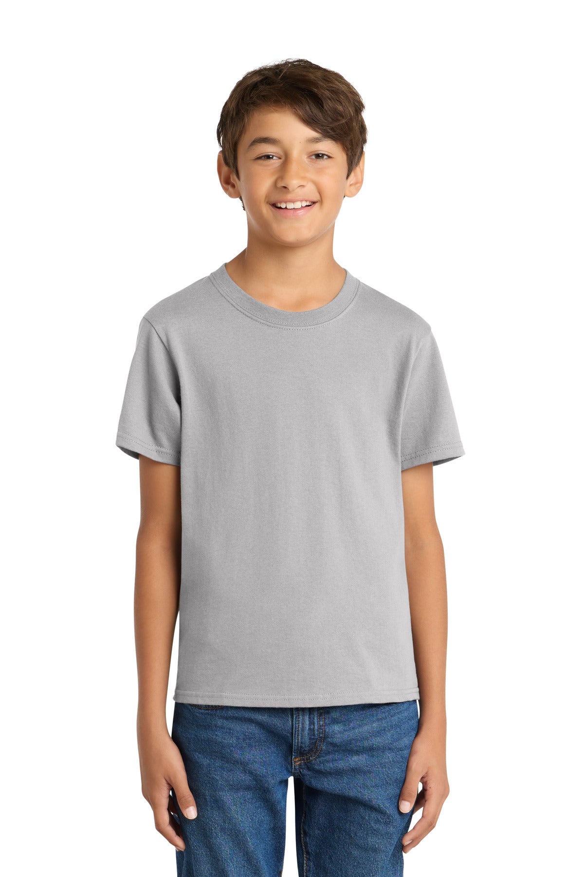 Port & Co Youth Core Cotton Tee. PC54Y in Silver