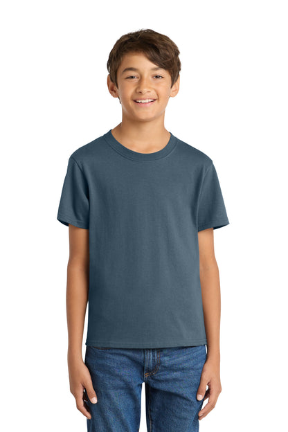 Port & Co Youth Core Cotton Tee. PC54Y in Steel Blue