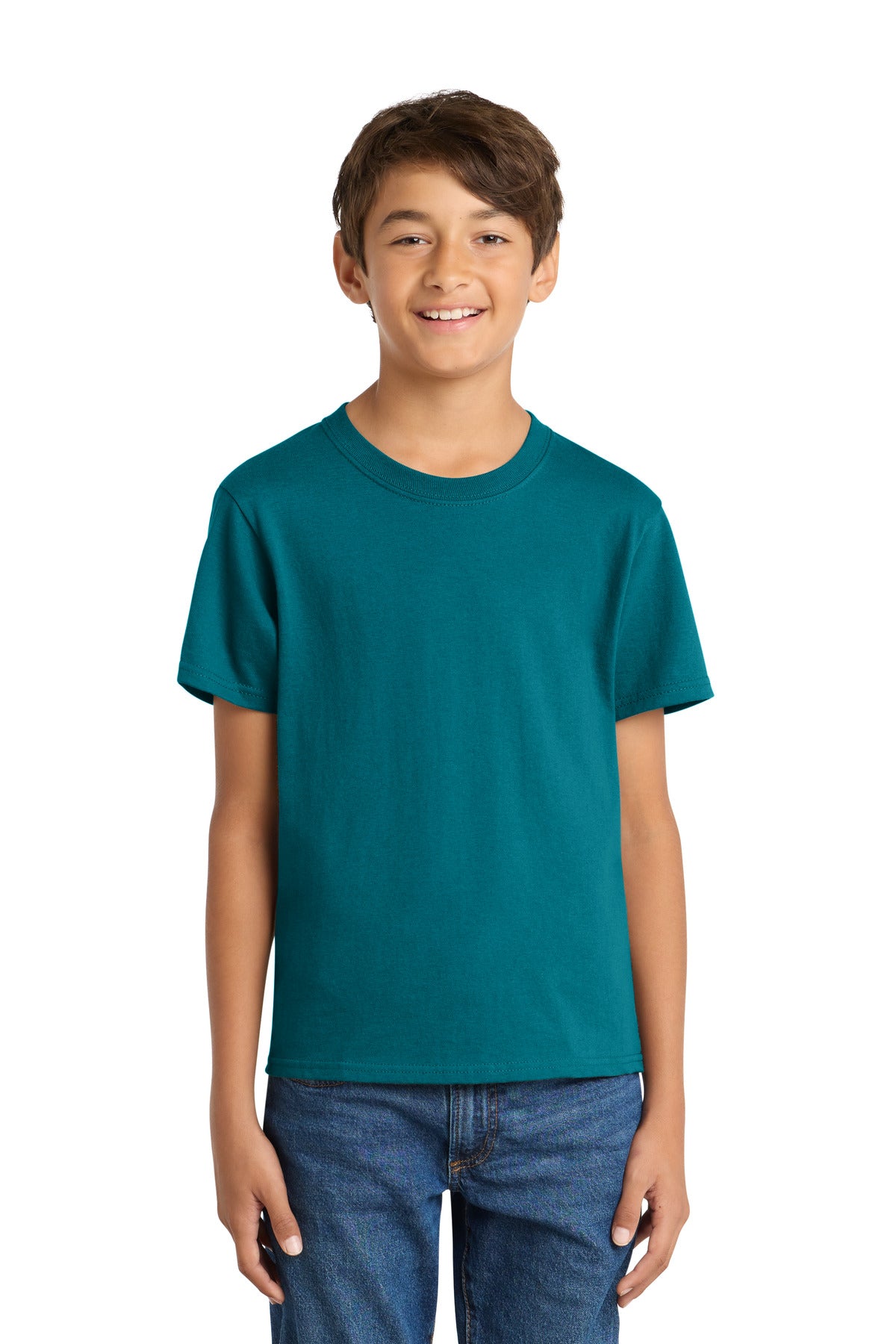 Port & Co Youth Core Cotton Tee. PC54Y in Teal