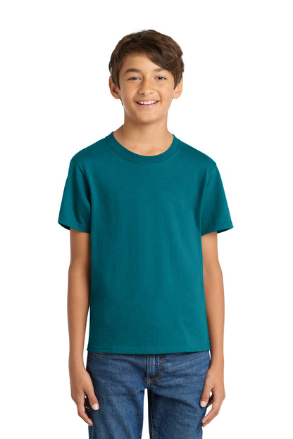 Port & Co Youth Core Cotton Tee. PC54Y in Teal
