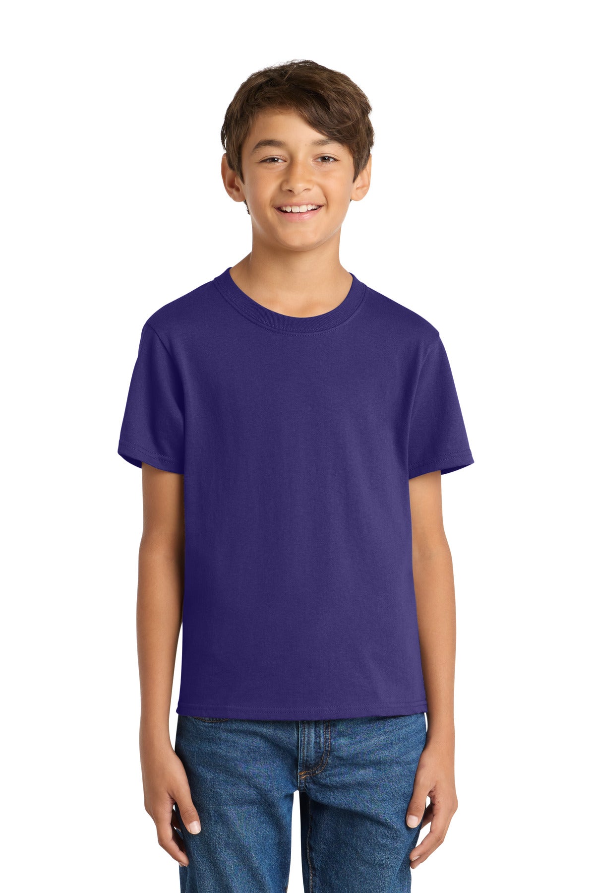 Port & Co Youth Core Cotton Tee. PC54Y in Team Purple