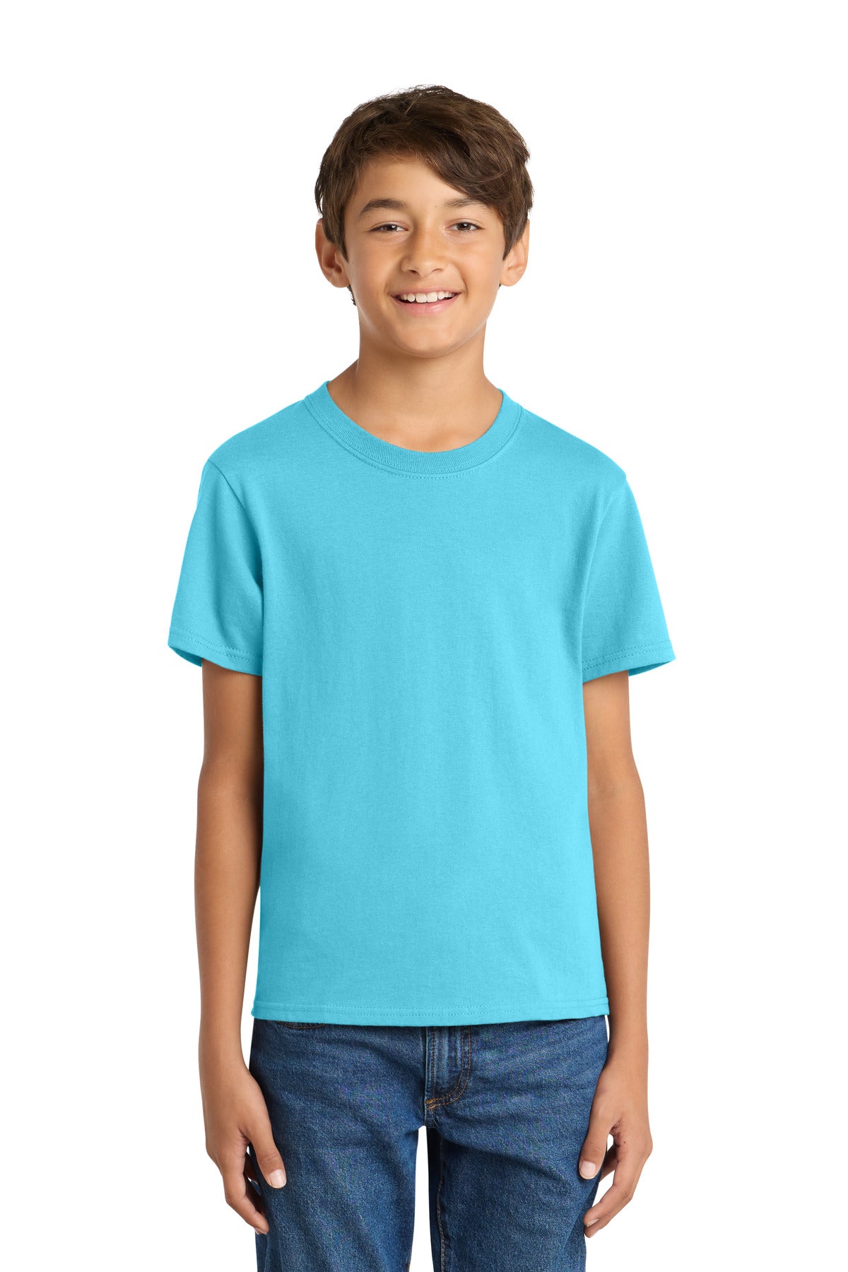 Port & Co Youth Core Cotton Tee. PC54Y in Tidal Wave
