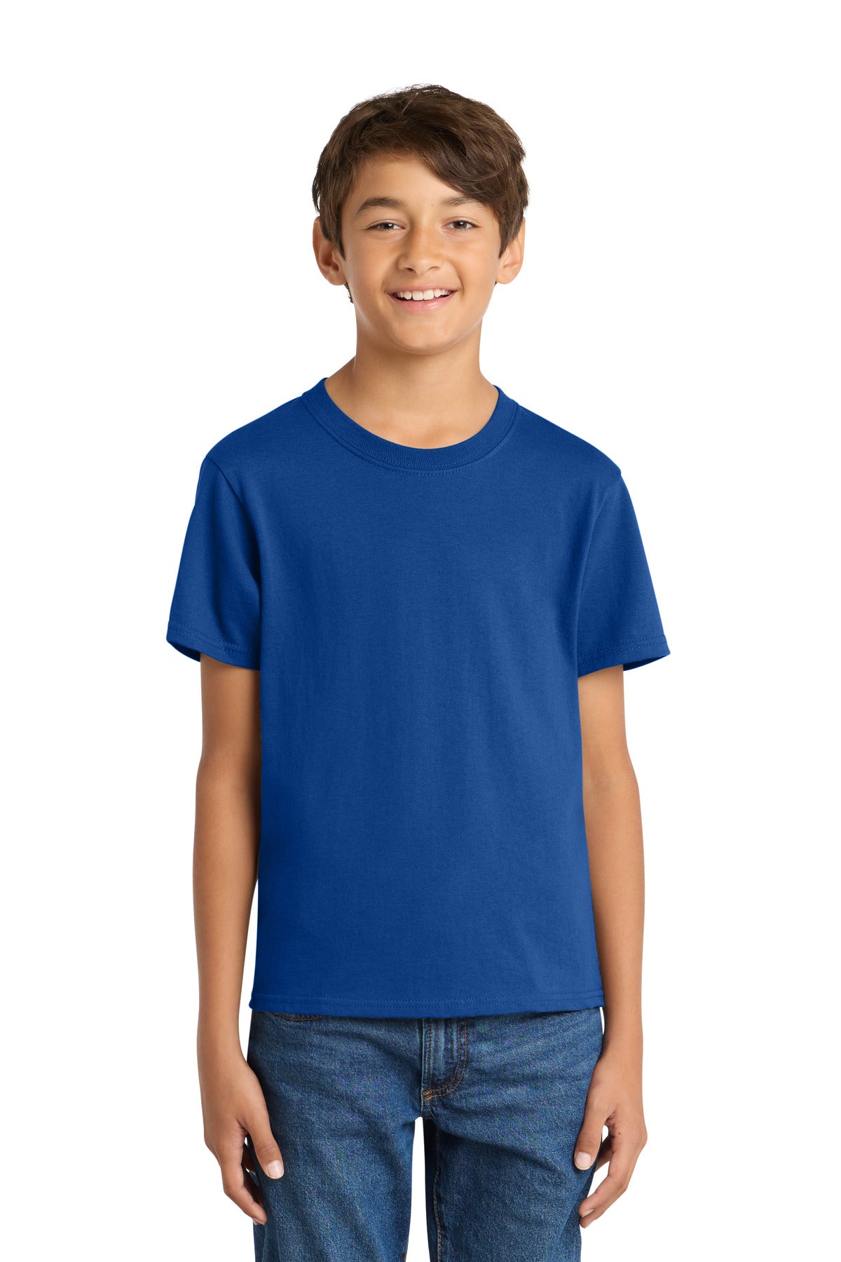 Port & Co Youth Core Cotton Tee. PC54Y in True Royal