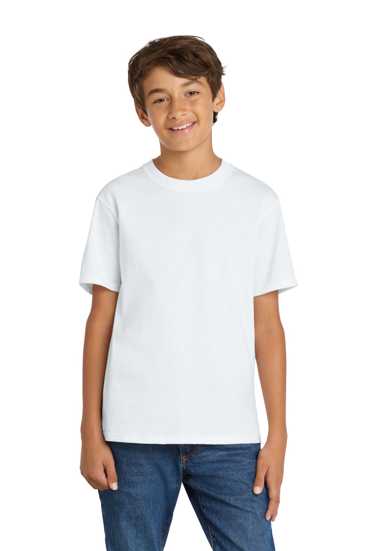Port & Co Youth Core Cotton Tee. PC54Y in White
