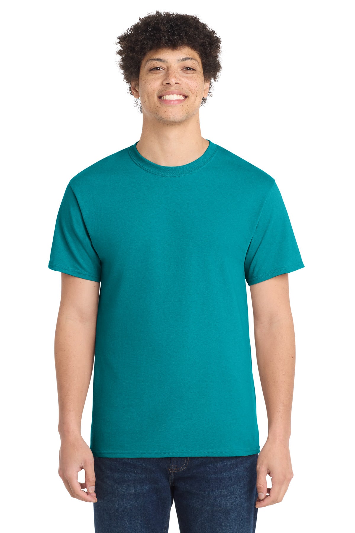 Port & Co Core Cotton Tee. PC54 in Bright Aqua