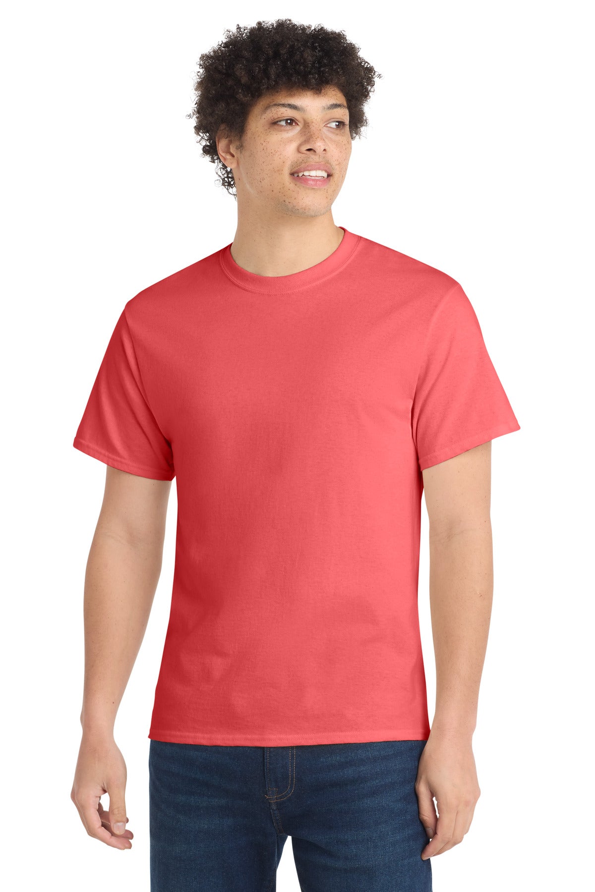 Port & Co Core Cotton Tee. PC54 in Coral