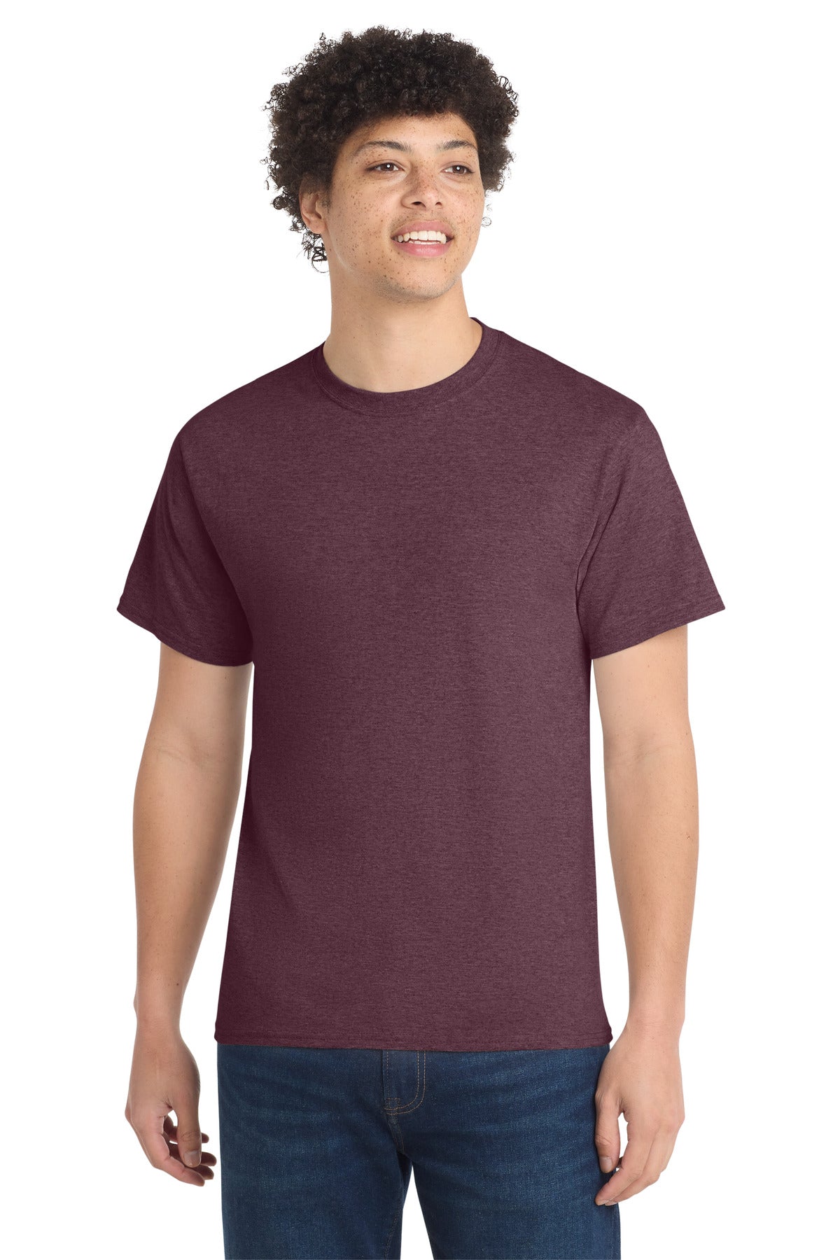 Port & Co Core Cotton Tee. PC54 in Heather Athletic Maroon