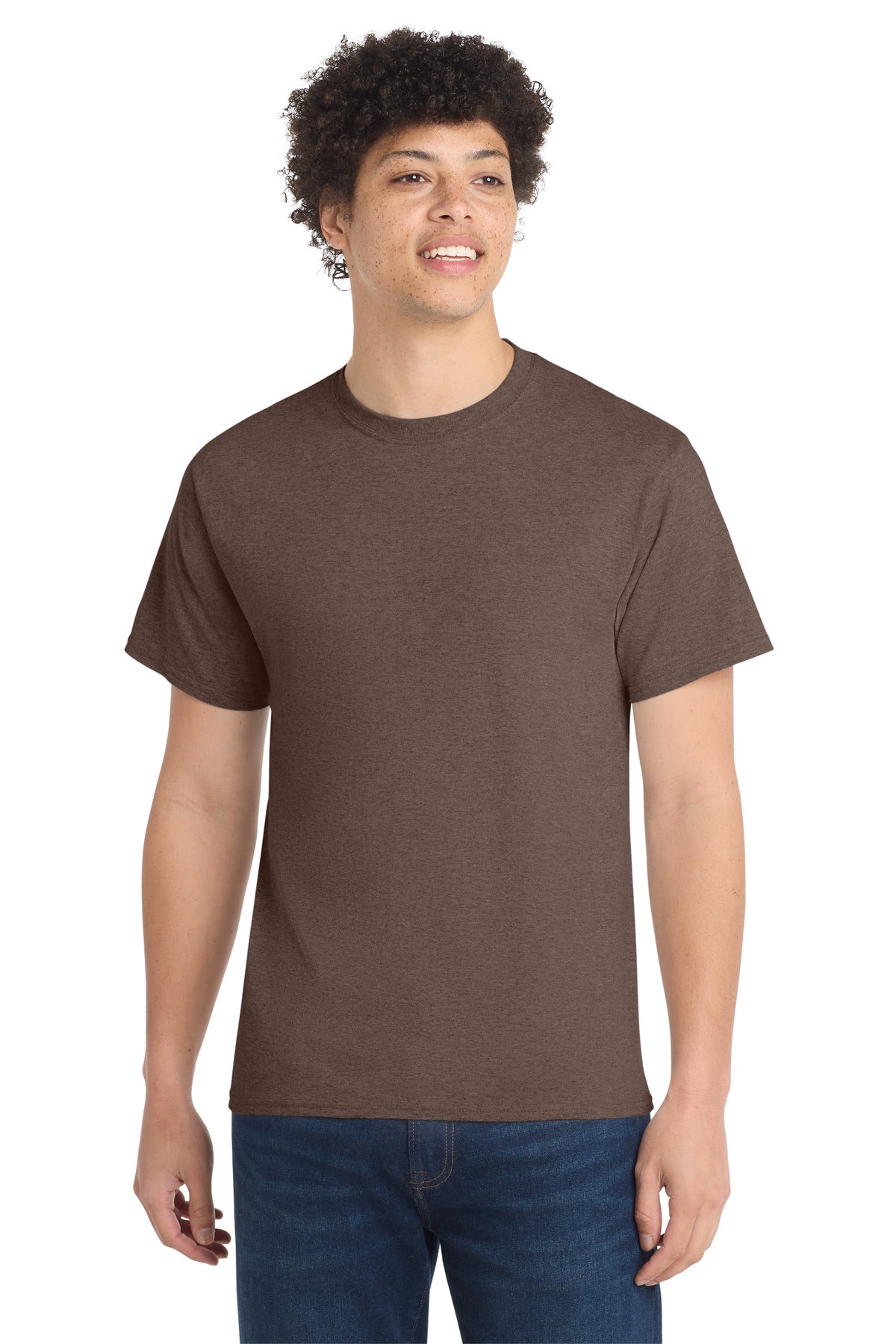 Port & Co Core Cotton Tee. PC54 in Heather Dark Chocolate Brown