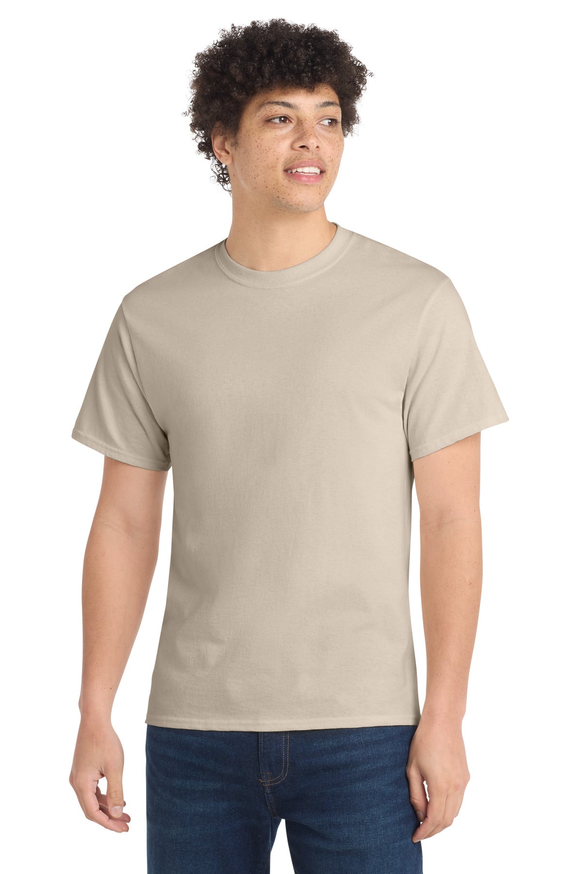 Port & Co Core Cotton Tee. PC54 in Light Sand