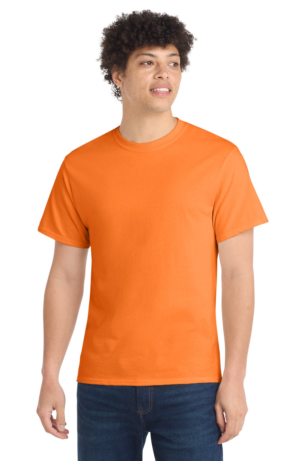 Port & Co Core Cotton Tee. PC54 in Neon Orange
