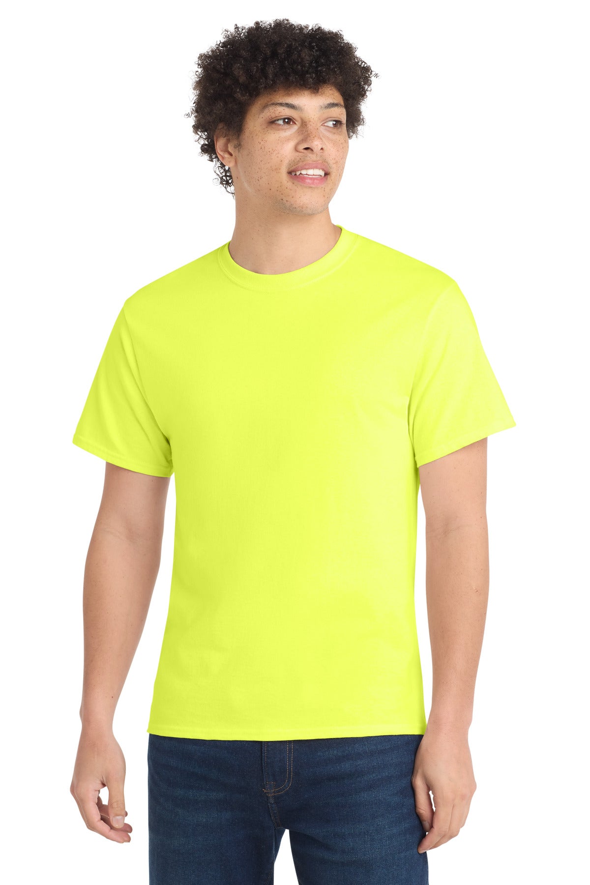 Port & Co Core Cotton Tee. PC54 in Neon Yellow