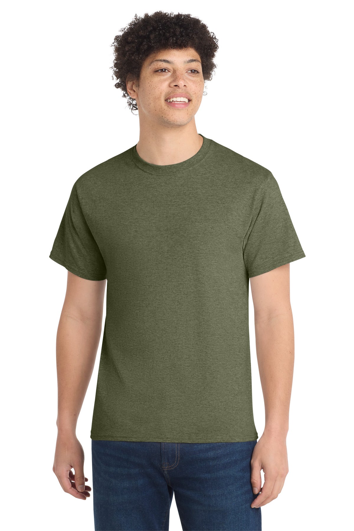 Port & Co Core Cotton Tee. PC54 in Olive Drab Green Heather