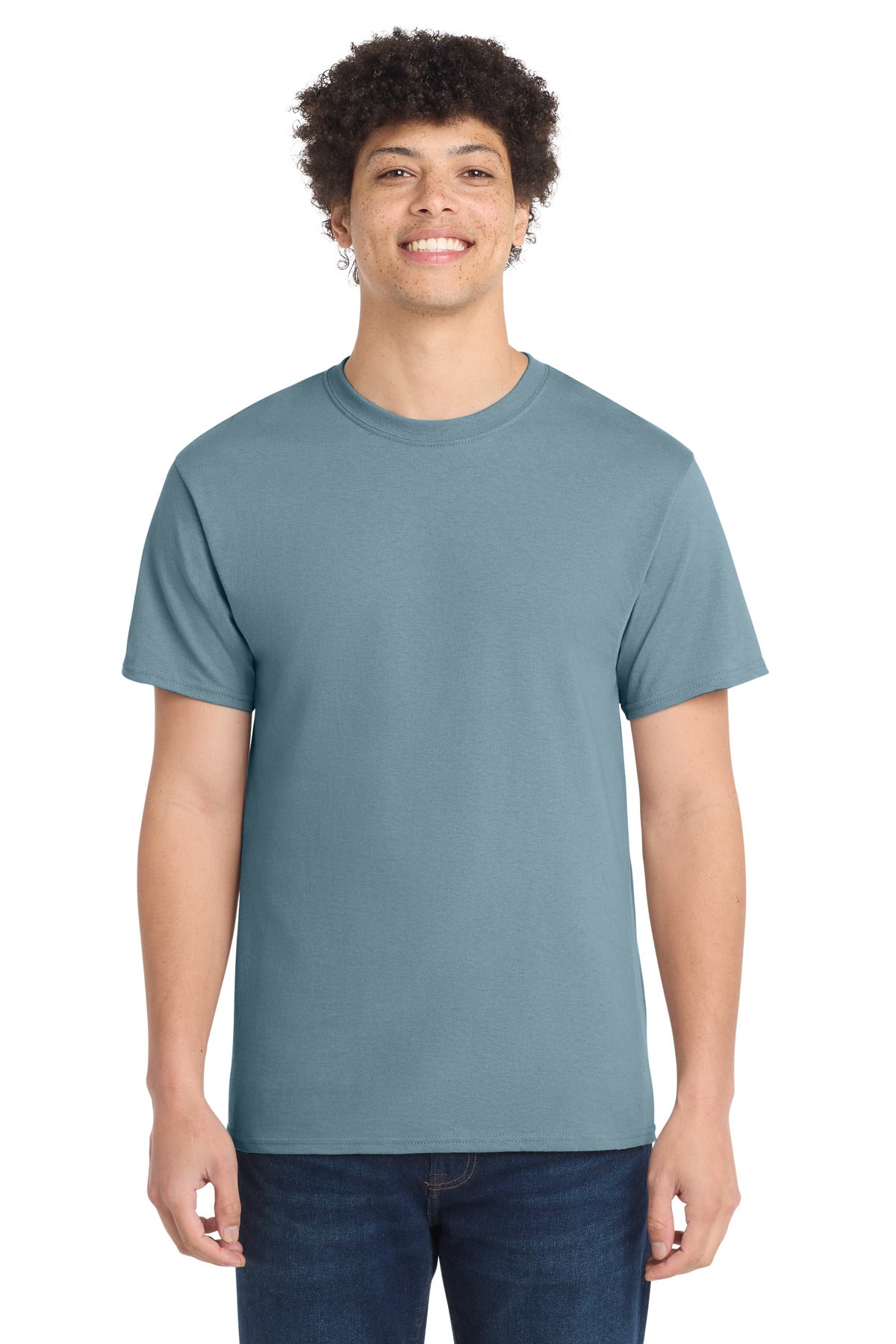 Port & Co Core Cotton Tee. PC54 in Stonewashed Blue