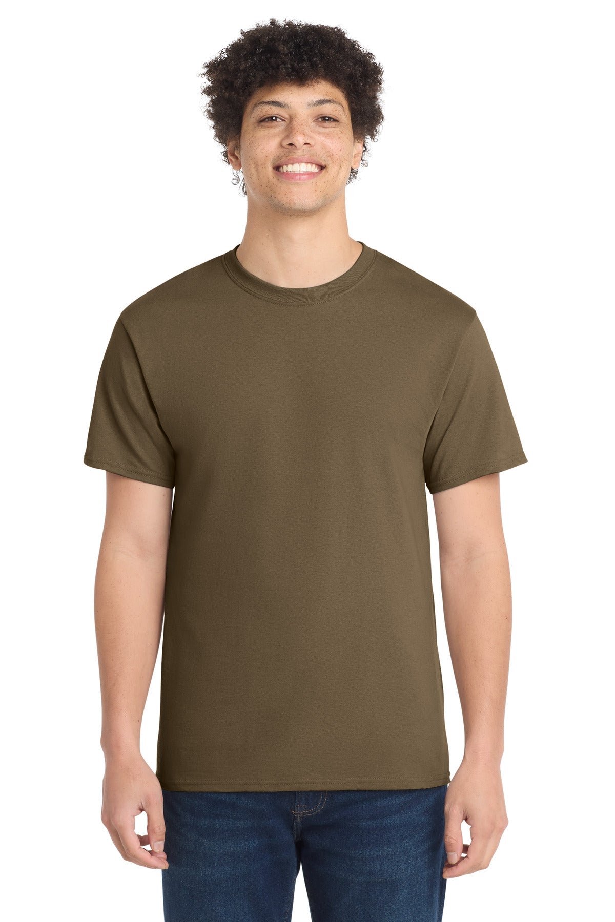 Port & Co Core Cotton Tee. PC54 in Woodland Brown