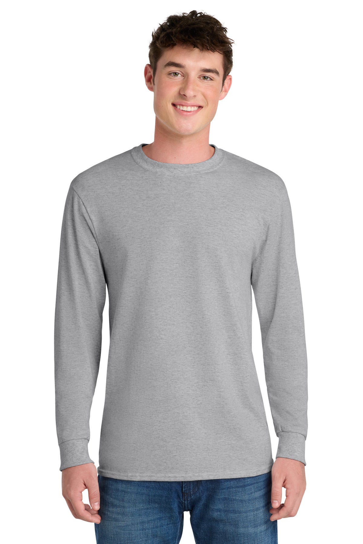Port & Co Long Sleeve Core Blend Tee. PC55LS in Ash
