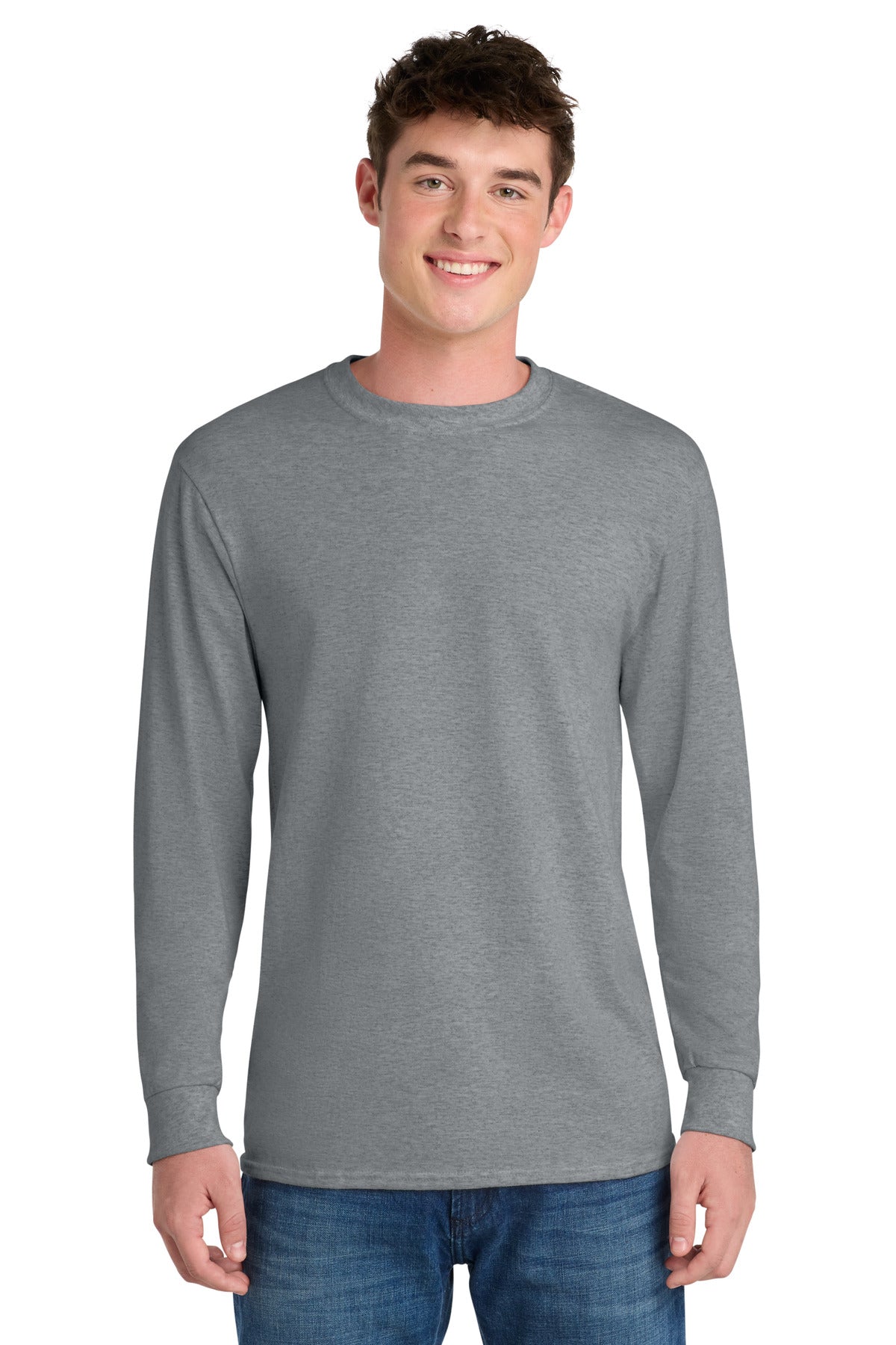 Port & Co Long Sleeve Core Blend Tee. PC55LS in Athletic Heather