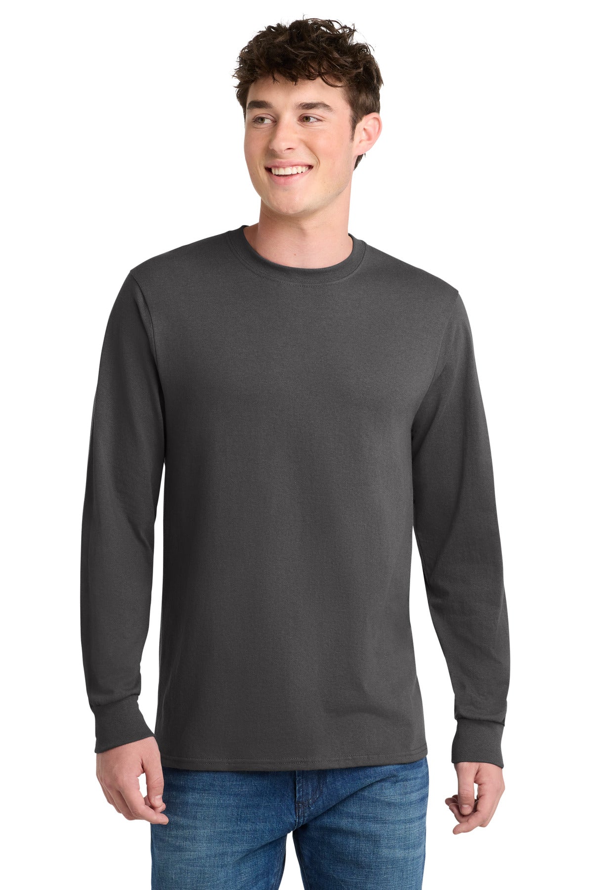 Port & Co Long Sleeve Core Blend Tee. PC55LS in Charcoal