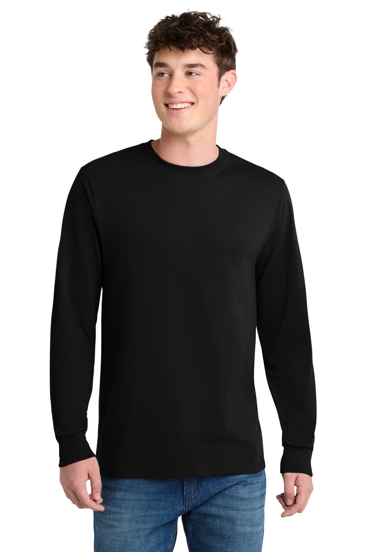 Port & Co Long Sleeve Core Blend Tee. PC55LS in Jet Black