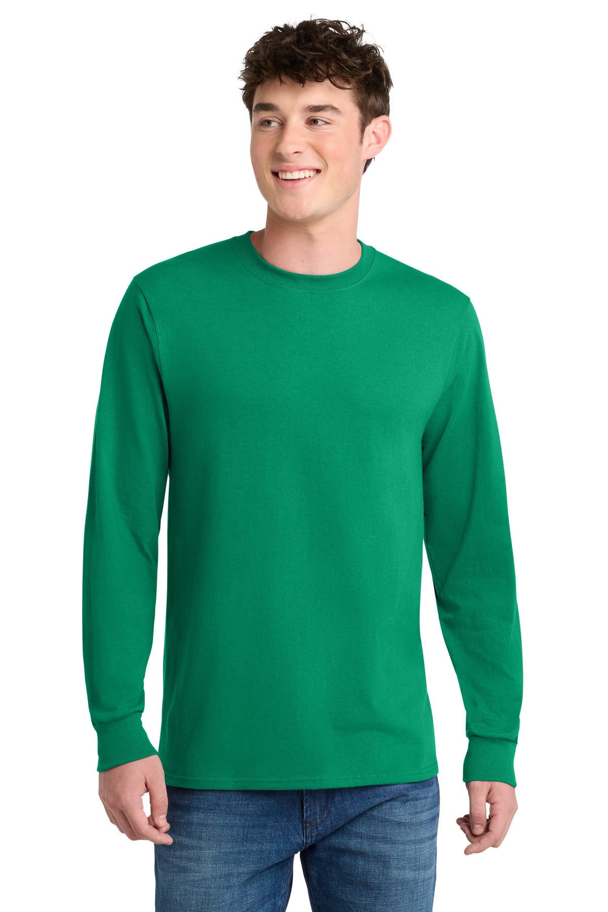 Port & Co Long Sleeve Core Blend Tee. PC55LS in Kelly