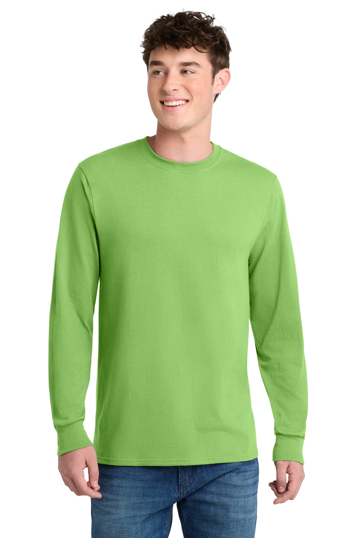 Port & Co Long Sleeve Core Blend Tee. PC55LS in Lime