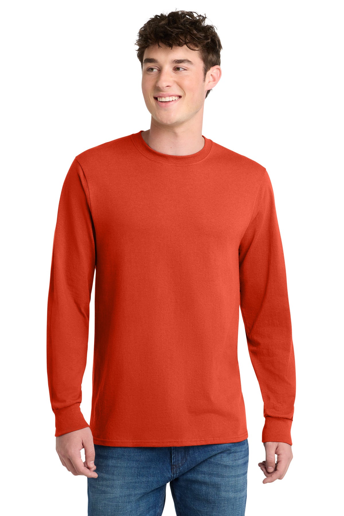 Port & Co Long Sleeve Core Blend Tee. PC55LS in Orange