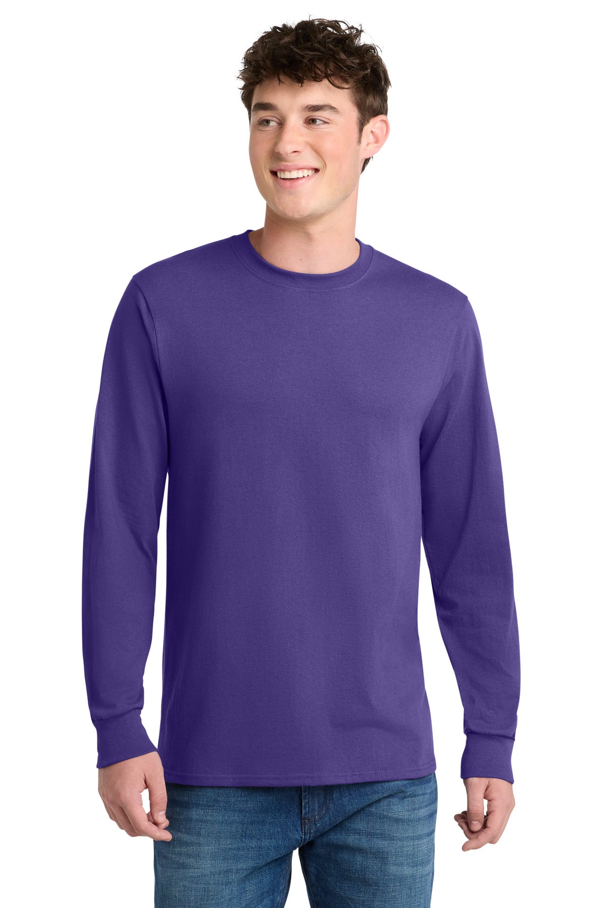 Port & Co Long Sleeve Core Blend Tee. PC55LS in Purple