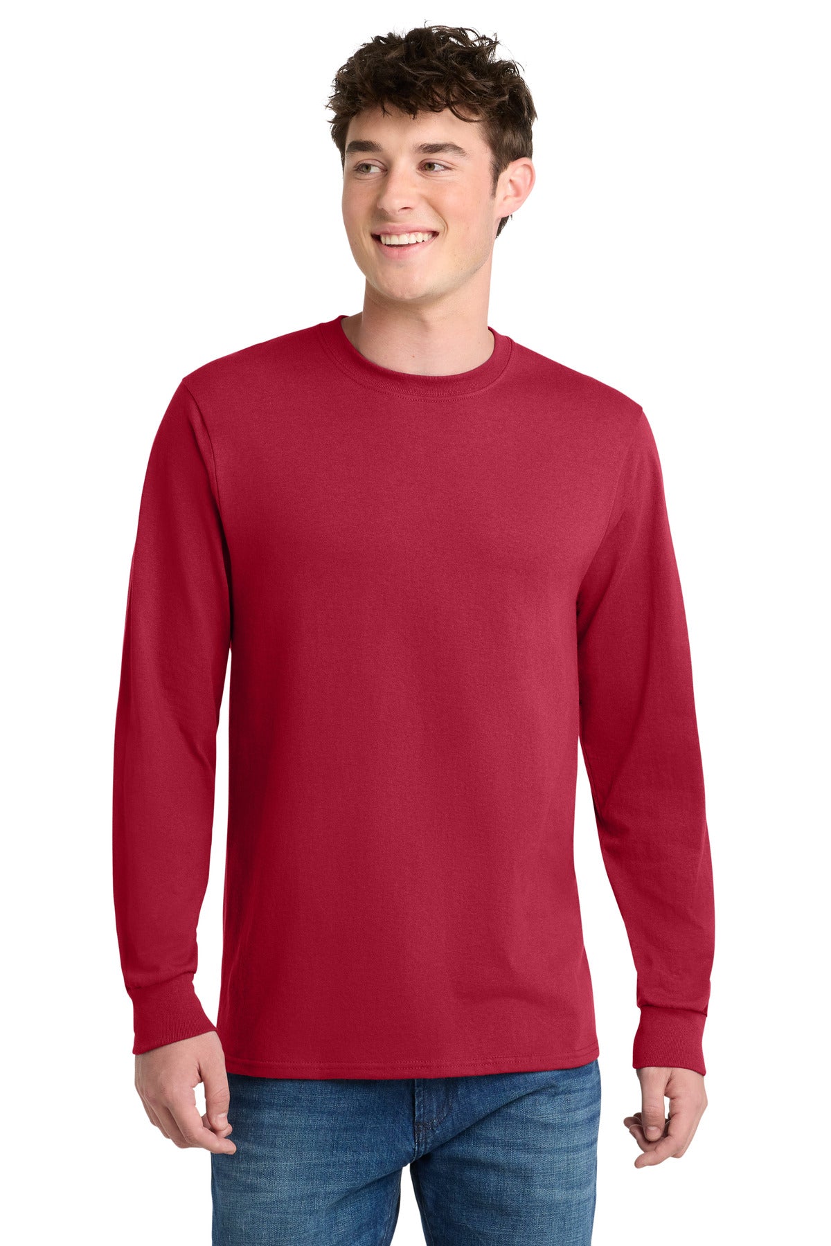 Port & Co Long Sleeve Core Blend Tee. PC55LS in Red