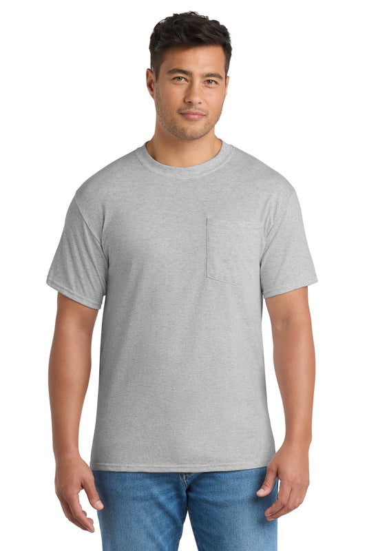 Port & Co Tall Core Blend Pocket Tee. PC55PT in Ash