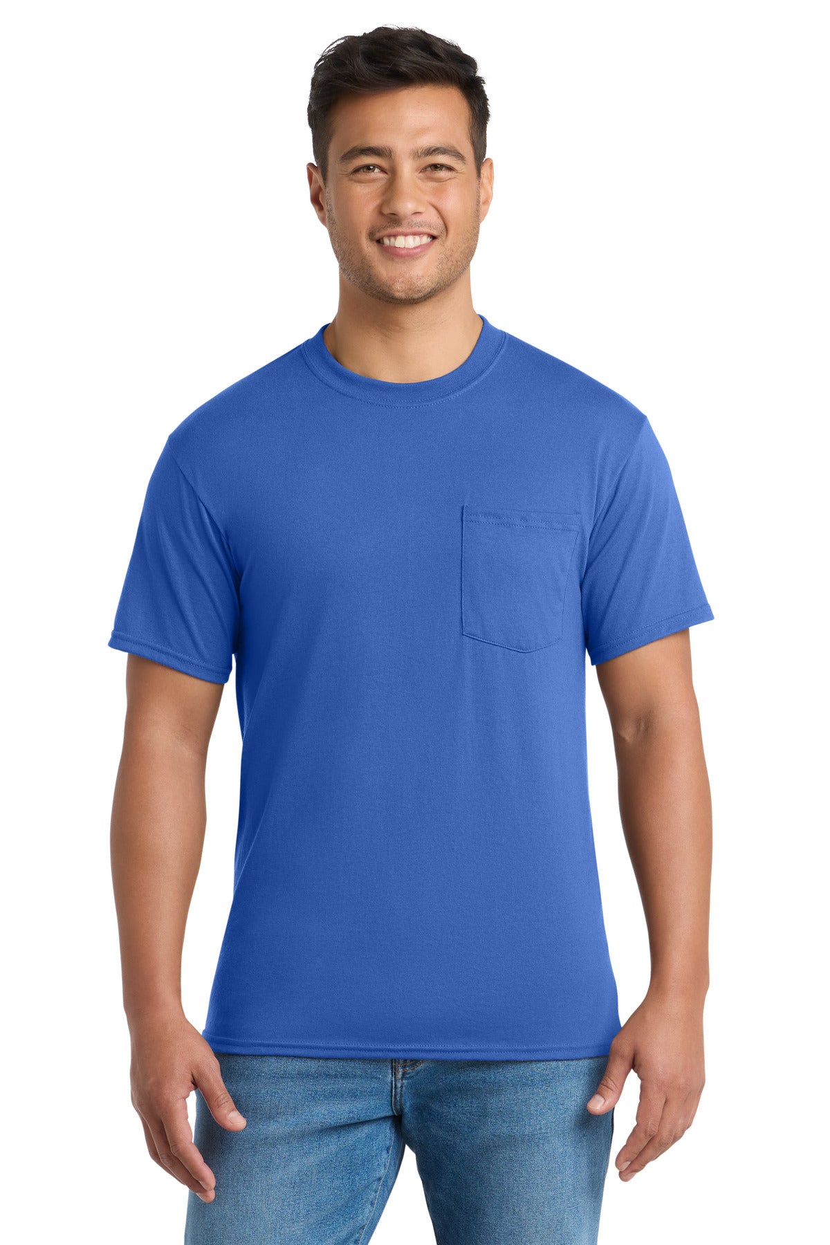Port & Co Core Blend Pocket Tee. PC55P in Royal