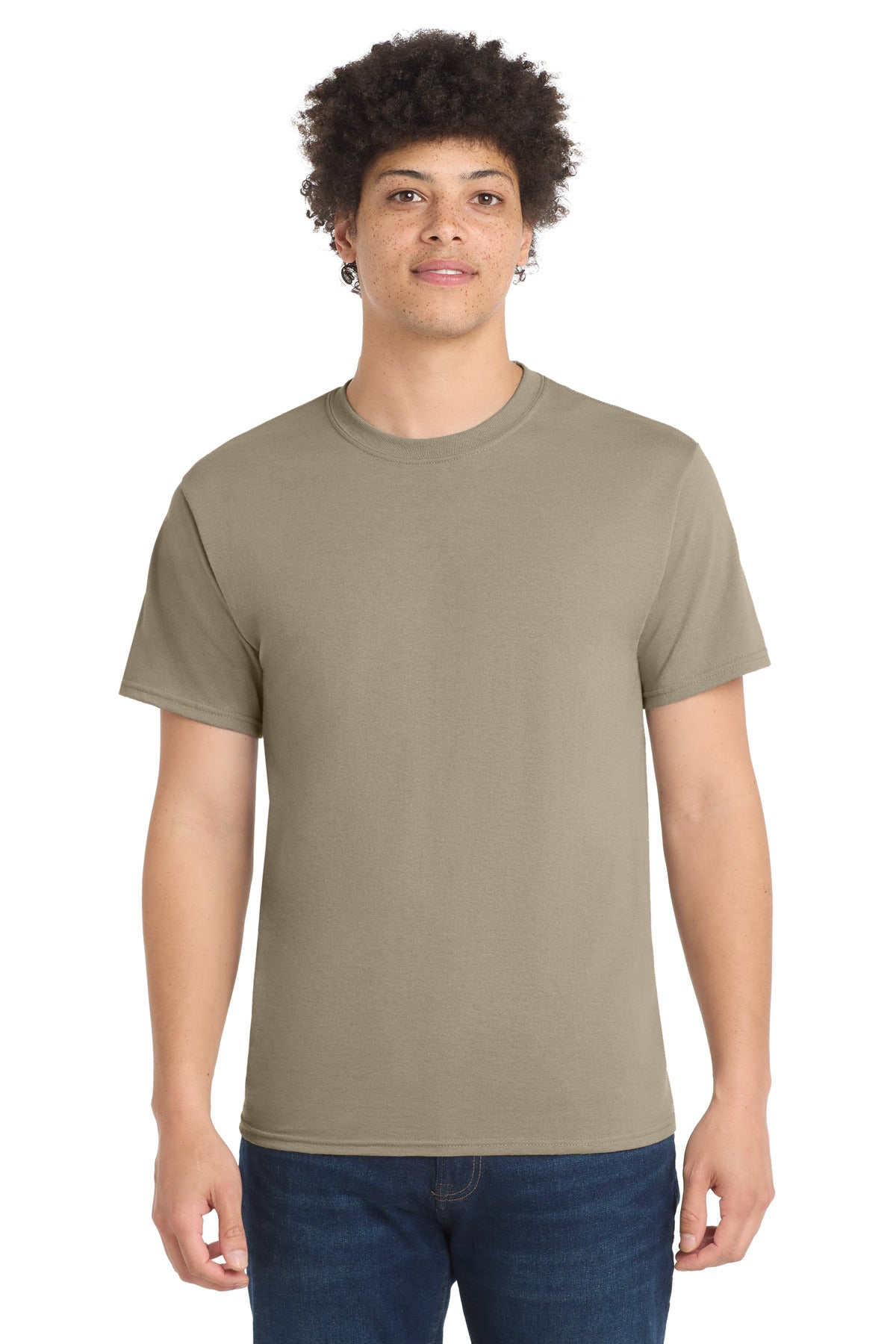 Port & Co Tall Core Blend Tee. PC55T in Desert Sand