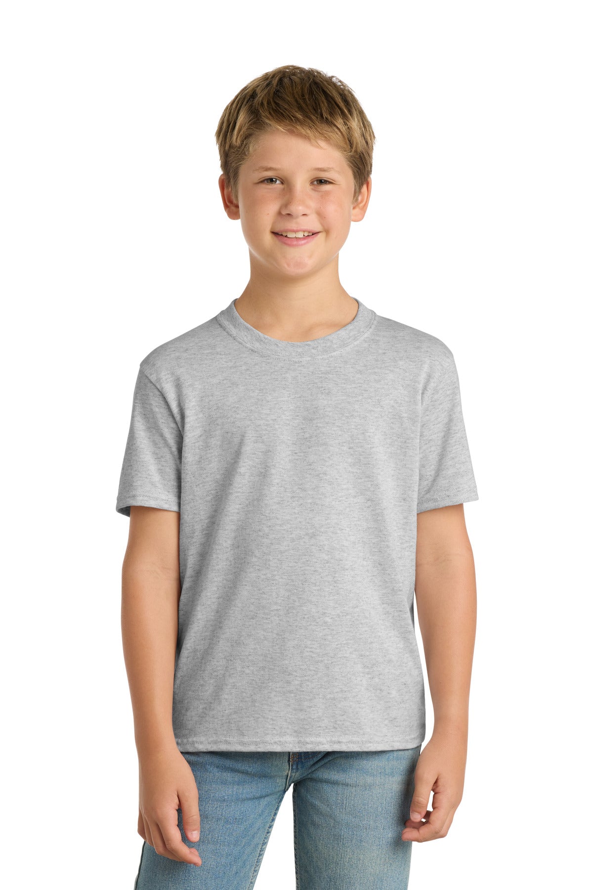 Port & Co Youth Core Blend Tee.  PC55Y in Ash