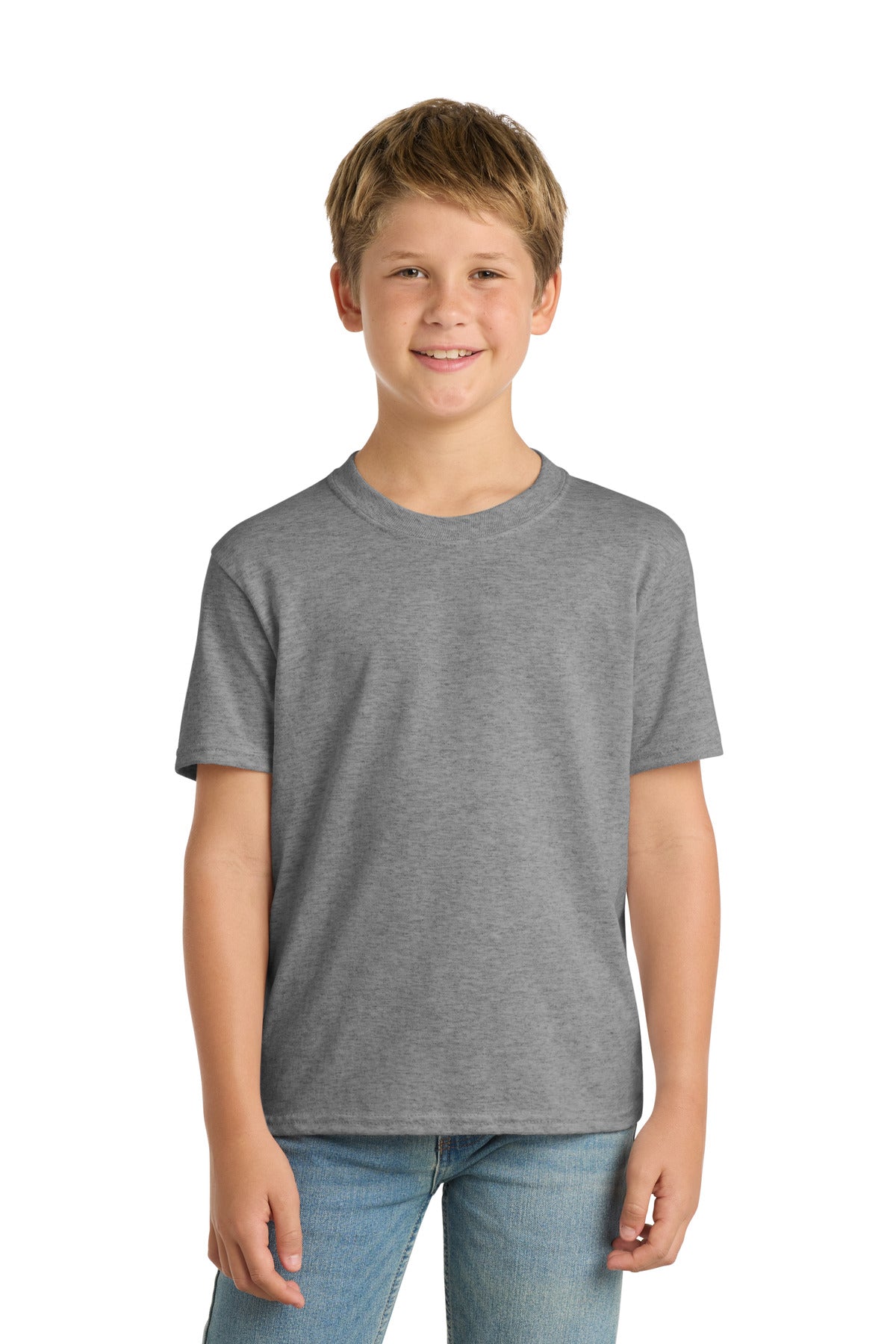 Port & Co Youth Core Blend Tee.  PC55Y in Athletic Heather