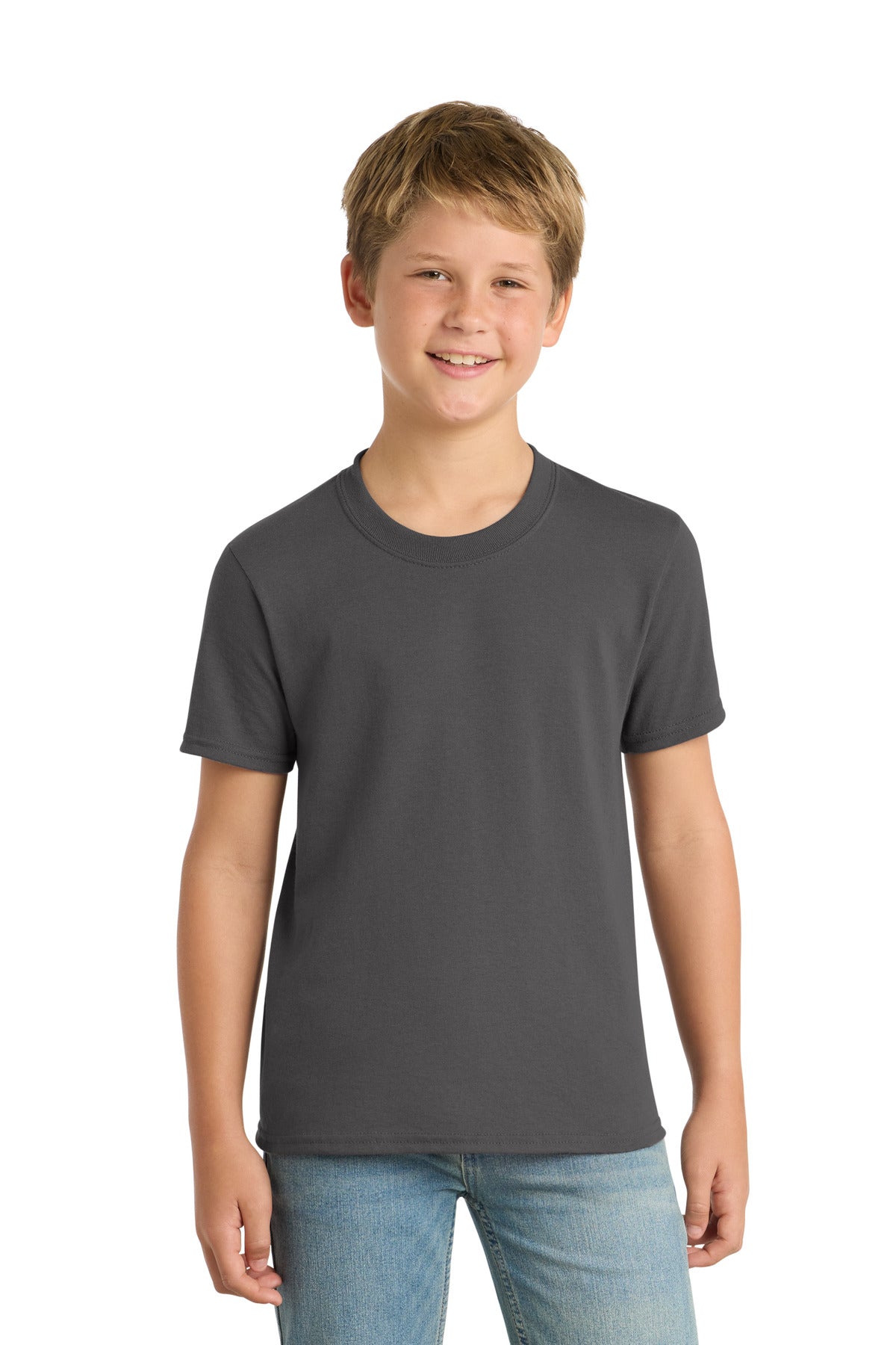 Port & Co Youth Core Blend Tee.  PC55Y in Charcoal